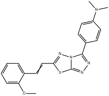 4-{6-[(E)-2-(2-methoxyphenyl)ethenyl][1,2,4]triazolo[3,4-b][1,3,4]thiadiazol-3-yl}-N,N-dimethylaniline 化学構造式