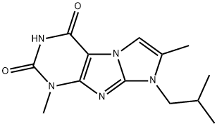 1-Isobutyl-2,7-dimethyl-1H,7H-1,3a,5,7,8-pentaaza-cyclopenta[a]indene-4,6-dione 化学構造式