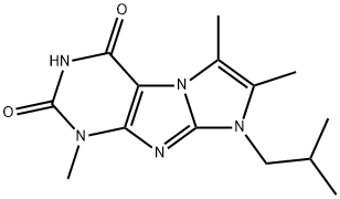 1-Isobutyl-2,3,7-trimethyl-1H,7H-1,3a,5,7,8-pentaaza-cyclopenta[a]indene-4,6-dione Structure