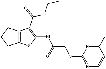 ethyl 2-(2-((4-methylpyrimidin-2-yl)thio)acetamido)-5,6-dihydro-4H-cyclopenta[b]thiophene-3-carboxylate,895886-15-4,结构式