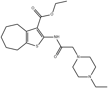 ethyl 2-(2-(4-ethylpiperazin-1-yl)acetamido)-5,6,7,8-tetrahydro-4H-cyclohepta[b]thiophene-3-carboxylate 化学構造式