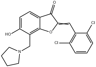 2-(2,6-dichlorobenzylidene)-6-hydroxy-7-(1-pyrrolidinylmethyl)-1-benzofuran-3(2H)-one 结构式