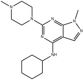 N-cyclohexyl-1-methyl-6-(4-methylpiperazin-1-yl)-1H-pyrazolo[3,4-d]pyrimidin-4-amine Struktur