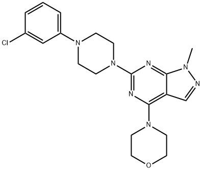 6-[4-(3-chlorophenyl)piperazin-1-yl]-1-methyl-4-(morpholin-4-yl)-1H-pyrazolo[3,4-d]pyrimidine Structure