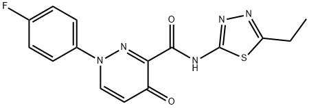 N-(5-ethyl-1,3,4-thiadiazol-2-yl)-1-(4-fluorophenyl)-4-oxo-1,4-dihydro-3-pyridazinecarboxamide 结构式