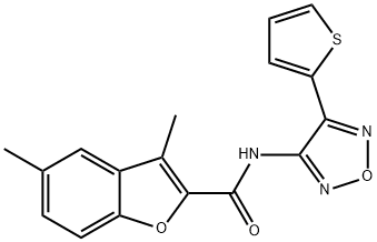 3,5-dimethyl-N-[4-(thiophen-2-yl)-1,2,5-oxadiazol-3-yl]-1-benzofuran-2-carboxamide Structure