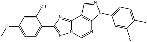 2-[7-(3-chloro-4-methylphenyl)-7H-pyrazolo[4,3-e][1,2,4]triazolo[1,5-c]pyrimidin-2-yl]-5-methoxyphenol,899384-44-2,结构式