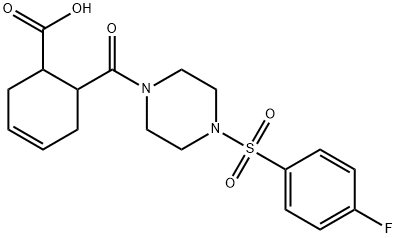 6-(4-((4-fluorophenyl)sulfonyl)piperazine-1-carbonyl)cyclohex-3-enecarboxylic acid Structure