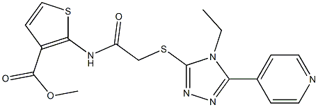 methyl 2-(2-((4-ethyl-5-(pyridin-4-yl)-4H-1,2,4-triazol-3-yl)thio)acetamido)thiophene-3-carboxylate Structure