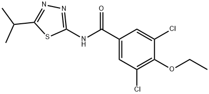 3,5-dichloro-4-ethoxy-N-(5-isopropyl-1,3,4-thiadiazol-2-yl)benzamide,901656-59-5,结构式