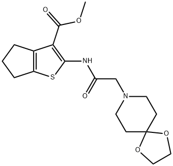 methyl 2-(2-(1,4-dioxa-8-azaspiro[4.5]decan-8-yl)acetamido)-5,6-dihydro-4H-cyclopenta[b]thiophene-3-carboxylate,904697-39-8,结构式