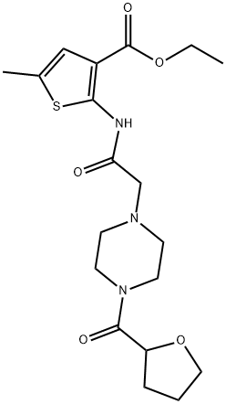 ethyl 5-methyl-2-(2-(4-(tetrahydrofuran-2-carbonyl)piperazin-1-yl)acetamido)thiophene-3-carboxylate Structure