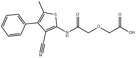 2-(2-((3-cyano-5-methyl-4-phenylthiophen-2-yl)amino)-2-oxoethoxy)acetic acid Structure