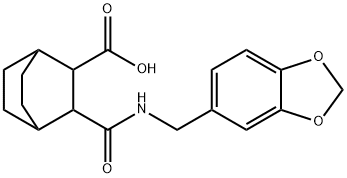 3-((benzo[d][1,3]dioxol-5-ylmethyl)carbamoyl)bicyclo[2.2.2]octane-2-carboxylic acid Structure