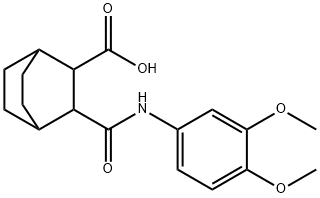 3-((3,4-dimethoxyphenyl)carbamoyl)bicyclo[2.2.2]octane-2-carboxylic acid 化学構造式