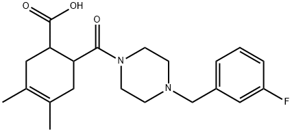 6-(4-(3-fluorobenzyl)piperazine-1-carbonyl)-3,4-dimethylcyclohex-3-enecarboxylic acid Structure