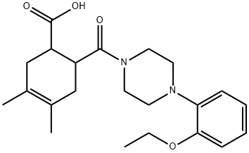 6-(4-(2-ethoxyphenyl)piperazine-1-carbonyl)-3,4-dimethylcyclohex-3-enecarboxylic acid 结构式