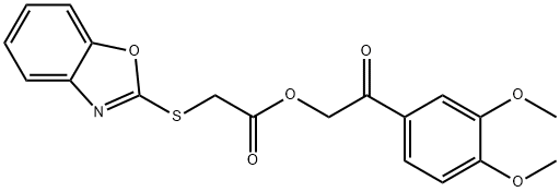 2-(3,4-dimethoxyphenyl)-2-oxoethyl (1,3-benzoxazol-2-ylsulfanyl)acetate Structure