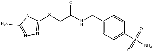 2-[(5-amino-1,3,4-thiadiazol-2-yl)sulfanyl]-N-(4-sulfamoylbenzyl)acetamide 化学構造式