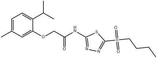 N-[5-(butylsulfonyl)-1,3,4-thiadiazol-2-yl]-2-[5-methyl-2-(propan-2-yl)phenoxy]acetamide Structure