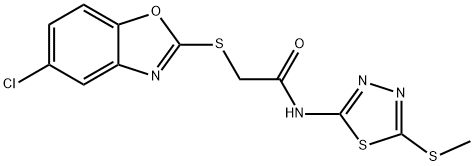 919470-08-9 2-[(5-chloro-1,3-benzoxazol-2-yl)thio]-N-[5-(methylthio)-1,3,4-thiadiazol-2-yl]acetamide