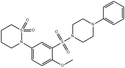 4-(1,1-dioxido-1,2-thiazinan-2-yl)-2-[(4-phenyl-1-piperazinyl)sulfonyl]phenyl methyl ether 化学構造式