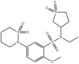 N-(1,1-dioxidotetrahydrothiophen-3-yl)-5-(1,1-dioxido-1,2-thiazinan-2-yl)-N-ethyl-2-methoxybenzenesulfonamide Structure
