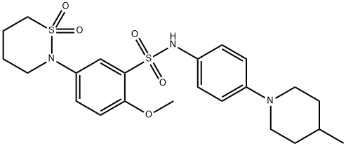 5-(1,1-dioxido-1,2-thiazinan-2-yl)-2-methoxy-N-[4-(4-methyl-1-piperidinyl)phenyl]benzenesulfonamide Struktur