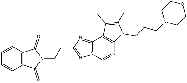 2-(2-{8,9-dimethyl-7-[3-(morpholin-4-yl)propyl]-7H-pyrrolo[3,2-e][1,2,4]triazolo[1,5-c]pyrimidin-2-yl}ethyl)-1H-isoindole-1,3(2H)-dione Struktur