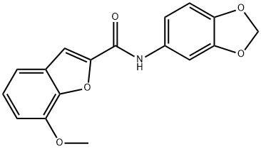 N-(1,3-benzodioxol-5-yl)-7-methoxy-1-benzofuran-2-carboxamide,921874-14-8,结构式