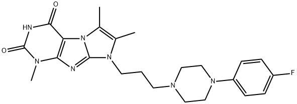 8-{3-[4-(4-fluorophenyl)piperazin-1-yl]propyl}-4-hydroxy-1,6,7-trimethyl-1H-imidazo[2,1-f]purin-2(8H)-one 结构式