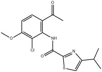 N-(6-acetyl-2-chloro-3-methoxyphenyl)-4-isopropylthiazole-2-carboxamide,923289-37-6,结构式