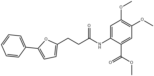 methyl 4,5-dimethoxy-2-{[3-(5-phenylfuran-2-yl)propanoyl]amino}benzoate 化学構造式