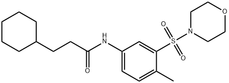 3-cyclohexyl-N-[4-methyl-3-(4-morpholinylsulfonyl)phenyl]propanamide 化学構造式