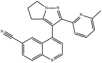 4-(2-(6-methylpyridin-2-yl)-5,6-dihydro-4H-pyrrolo[1,2-b]pyrazol-3-yl)quinoline-6-carbonitrile 化学構造式