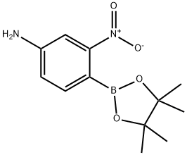 3-硝基-4-(4,4,5,5-四甲基-1,3,2-二氧硼杂环戊烷-2-基)苯胺 结构式