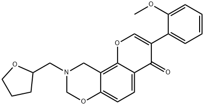 3-(2-methoxyphenyl)-9-(tetrahydrofuran-2-ylmethyl)-9,10-dihydro-4H,8H-chromeno[8,7-e][1,3]oxazin-4-one Structure