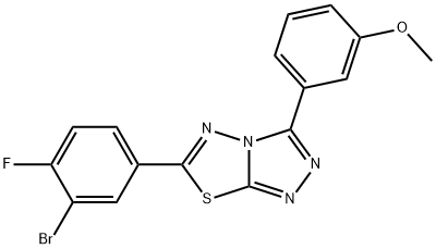 3-[6-(3-bromo-4-fluorophenyl)[1,2,4]triazolo[3,4-b][1,3,4]thiadiazol-3-yl]phenyl methyl ether 结构式