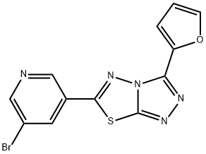 6-(5-bromo-3-pyridinyl)-3-(2-furyl)[1,2,4]triazolo[3,4-b][1,3,4]thiadiazole 结构式