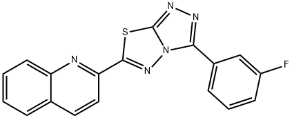 2-[3-(3-fluorophenyl)[1,2,4]triazolo[3,4-b][1,3,4]thiadiazol-6-yl]quinoline Struktur