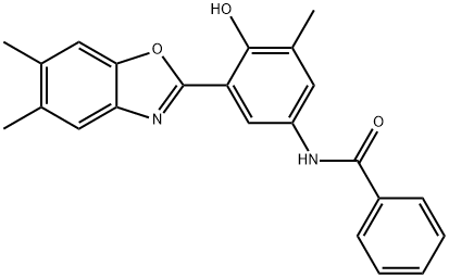 N-[3-(5,6-dimethyl-1,3-benzoxazol-2-yl)-4-hydroxy-5-methylphenyl]benzamide 结构式