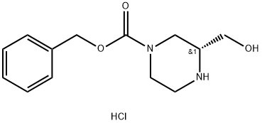 (R)-3-(羟甲基)哌嗪-1-羧酸苄酯盐酸盐, 930782-91-5, 结构式