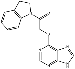 1-(2,3-dihydro-1H-indol-1-yl)-2-(9H-purin-6-ylsulfanyl)ethanone 化学構造式