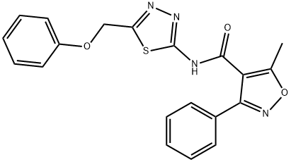 5-methyl-N-[5-(phenoxymethyl)-1,3,4-thiadiazol-2-yl]-3-phenyl-1,2-oxazole-4-carboxamide Struktur