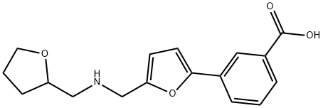 3-(5-{[(tetrahydro-2-furanylmethyl)amino]methyl}-2-furyl)benzoic acid 结构式