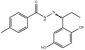 (E)-N'-(1-(2,5-dihydroxyphenyl)propylidene)-4-methylbenzohydrazide Struktur