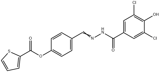 (E)-4-((2-(3,5-dichloro-4-hydroxybenzoyl)hydrazono)methyl)phenyl thiophene-2-carboxylate Structure