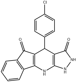 4-(4-chlorophenyl)-3-hydroxy-4,10-dihydroindeno[1,2-b]pyrazolo[4,3-e]pyridin-5(1H)-one Struktur