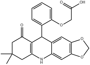 2-(2-(7,7-dimethyl-9-oxo-5,6,7,8,9,10-hexahydro-[1,3]dioxolo[4,5-b]acridin-10-yl)phenoxy)acetic acid,933255-07-3,结构式