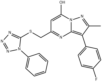 3-(4-fluorophenyl)-2-methyl-5-(((1-phenyl-1H-tetrazol-5-yl)thio)methyl)pyrazolo[1,5-a]pyrimidin-7-ol|